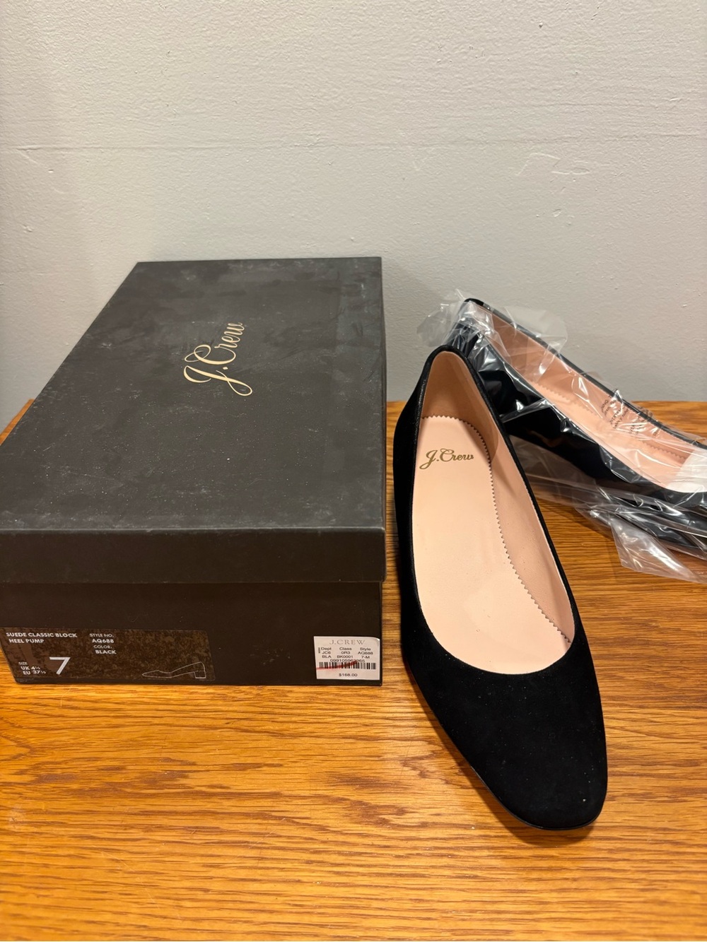 J. Crew Black Suede Classic Block Heel Pump